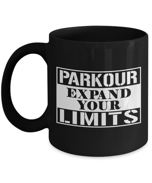 Free Runner Coffee Mug, Parkour Expand  Your Limits-Black Porcelain Coffee Mug 11 oz for Son, Parkour, Free runner, Hobbyist