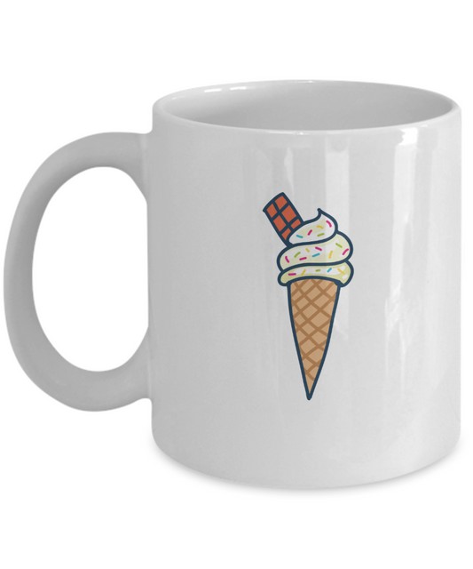 Cone Ice cream Funny white mugs - Funny Christmas Gifts - Porcelain White coffee mugs 11 oz
