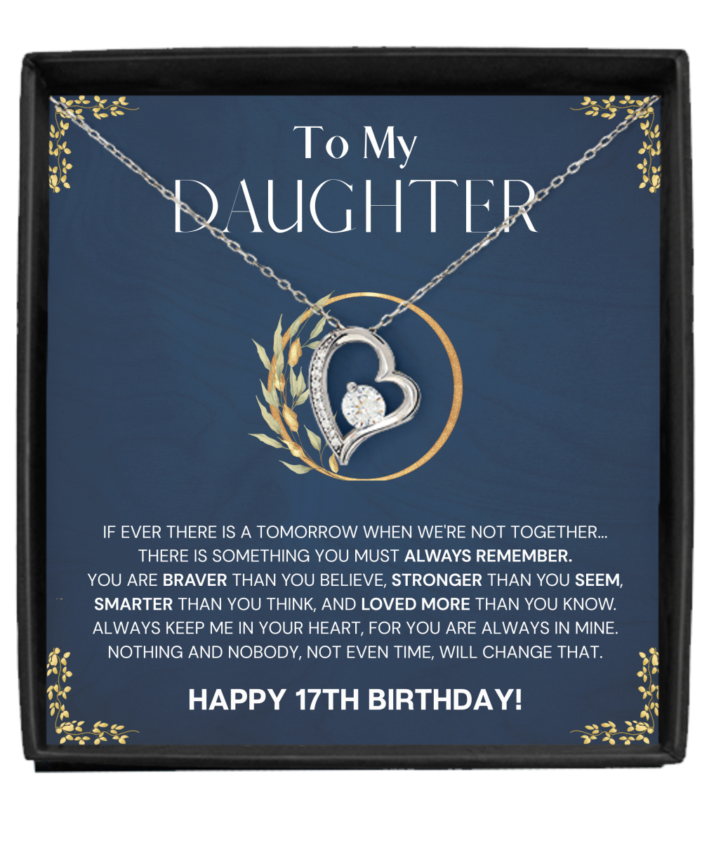 17th Birthday Gift Necklace For Daughter, Solitaire Crystal Necklace For Daughter 17th Birthday, 17th Birthday Gift From Mom, Dad