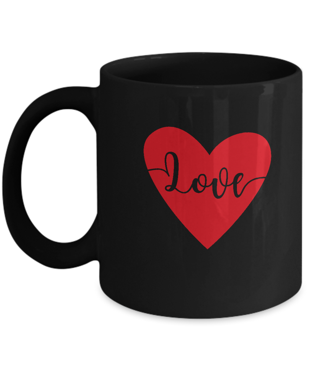 Love Heart Black coffee Mugs - Funny Valentines day Gifts -Black coffee mugs 11 oz