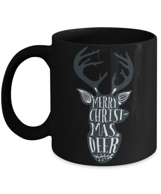 Knightmare before christmas mug - Merry Christmas Deer - Funny Christmas Gifts Mugs, Christmas Gifts for family Ceramic Cup Black, Funny Mugs Gift Ideas 11 Oz