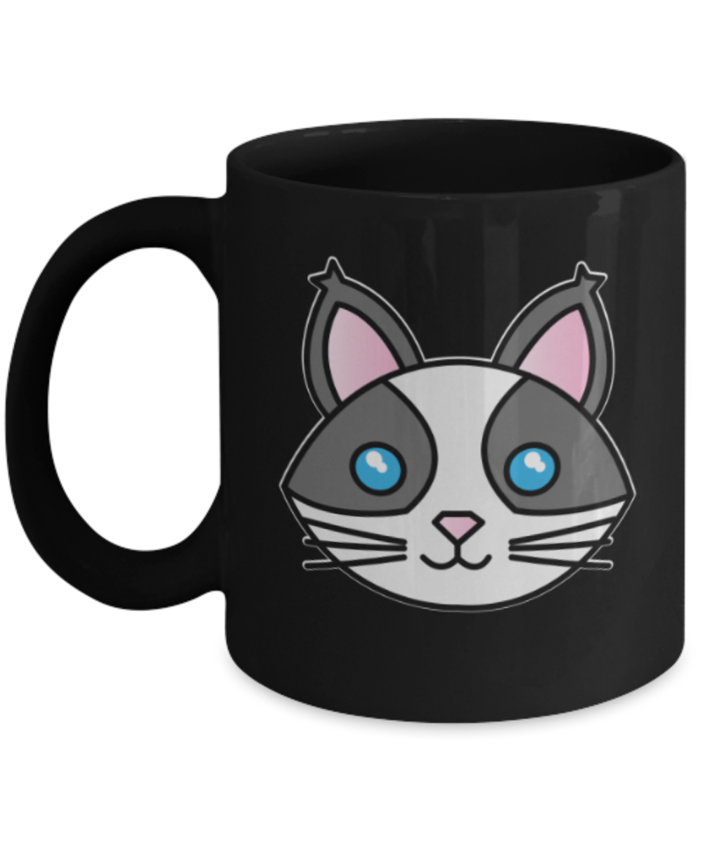 Gift gor cat lovers , Cats - Black Coffee Mug Porcelain Tea Cup 11 oz - Great Gift