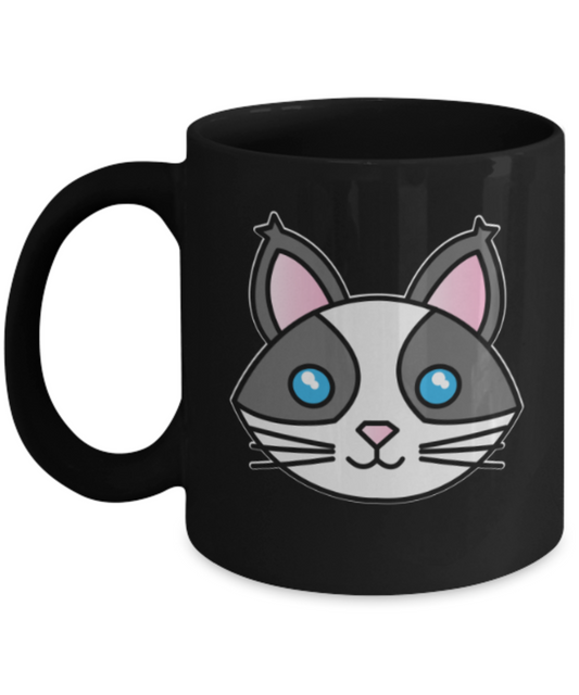 Gift gor cat lovers , Cats - Black Coffee Mug Porcelain Tea Cup 11 oz - Great Gift