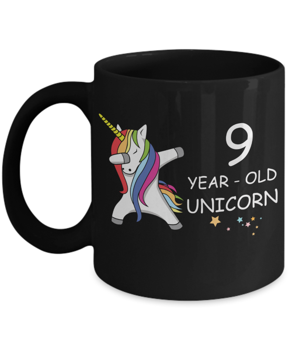 9th Birthday Gift for Women - 9 Year Old Unicorn Dabbing Mug - Funny Black Porcelain Coffee 11 oz for Grandma, Mom, Sister, Best Friend, Women, Her - Legends   are Born In 2011
