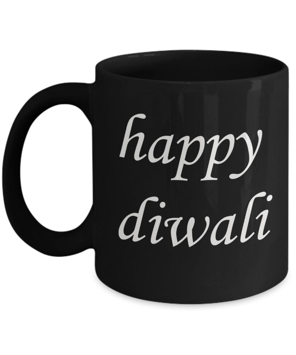 Diwali gifts for employees - Happy Diwali - Black Coffee Mug Tea Cup 11 oz Gift