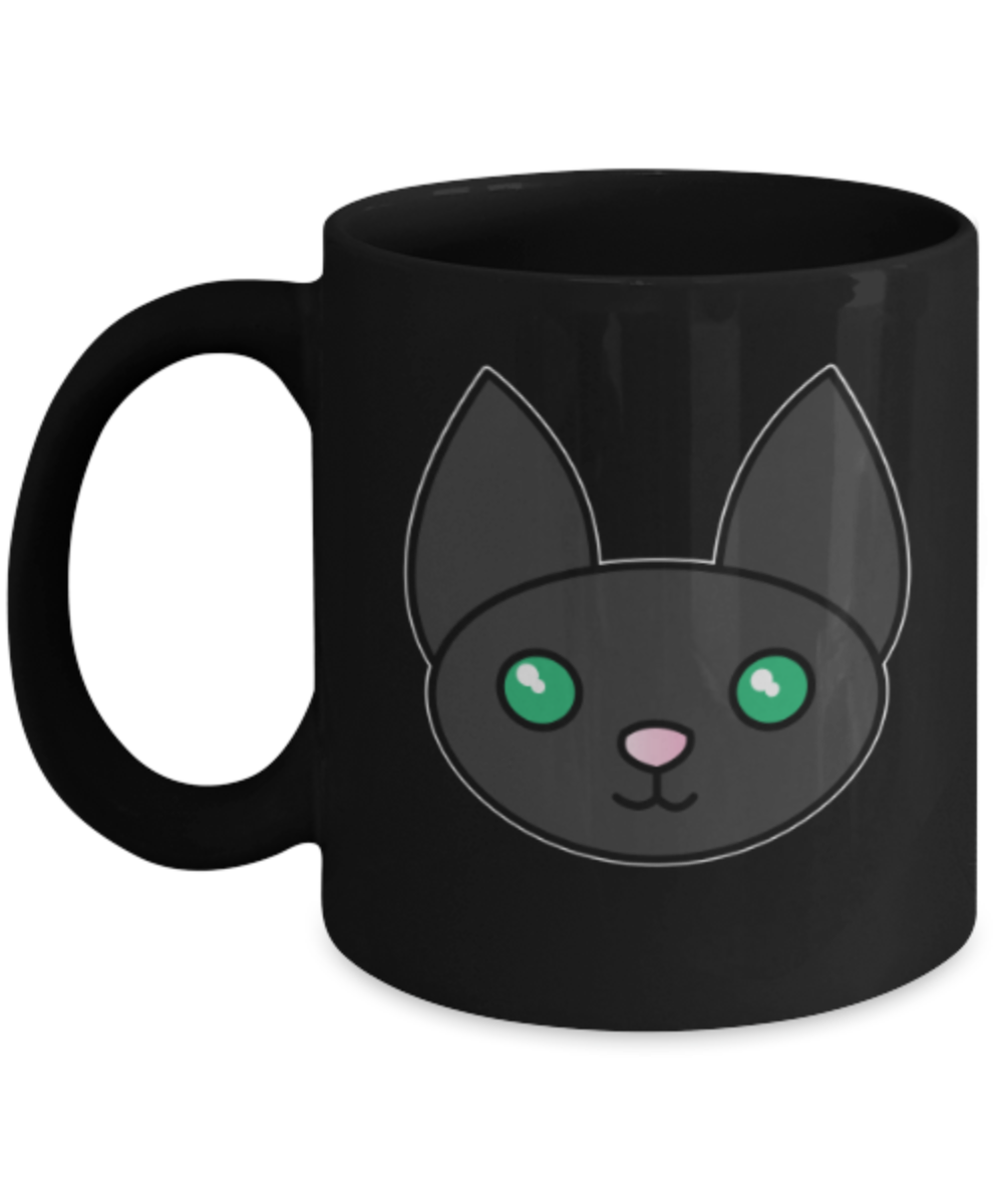 Gift gor cat lovers , Cats - Black Coffee Mug Porcelain Tea Cup 11 oz - Great Gift