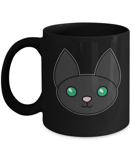 Gift gor cat lovers , Cats - Black Coffee Mug Porcelain Tea Cup 11 oz - Great Gift