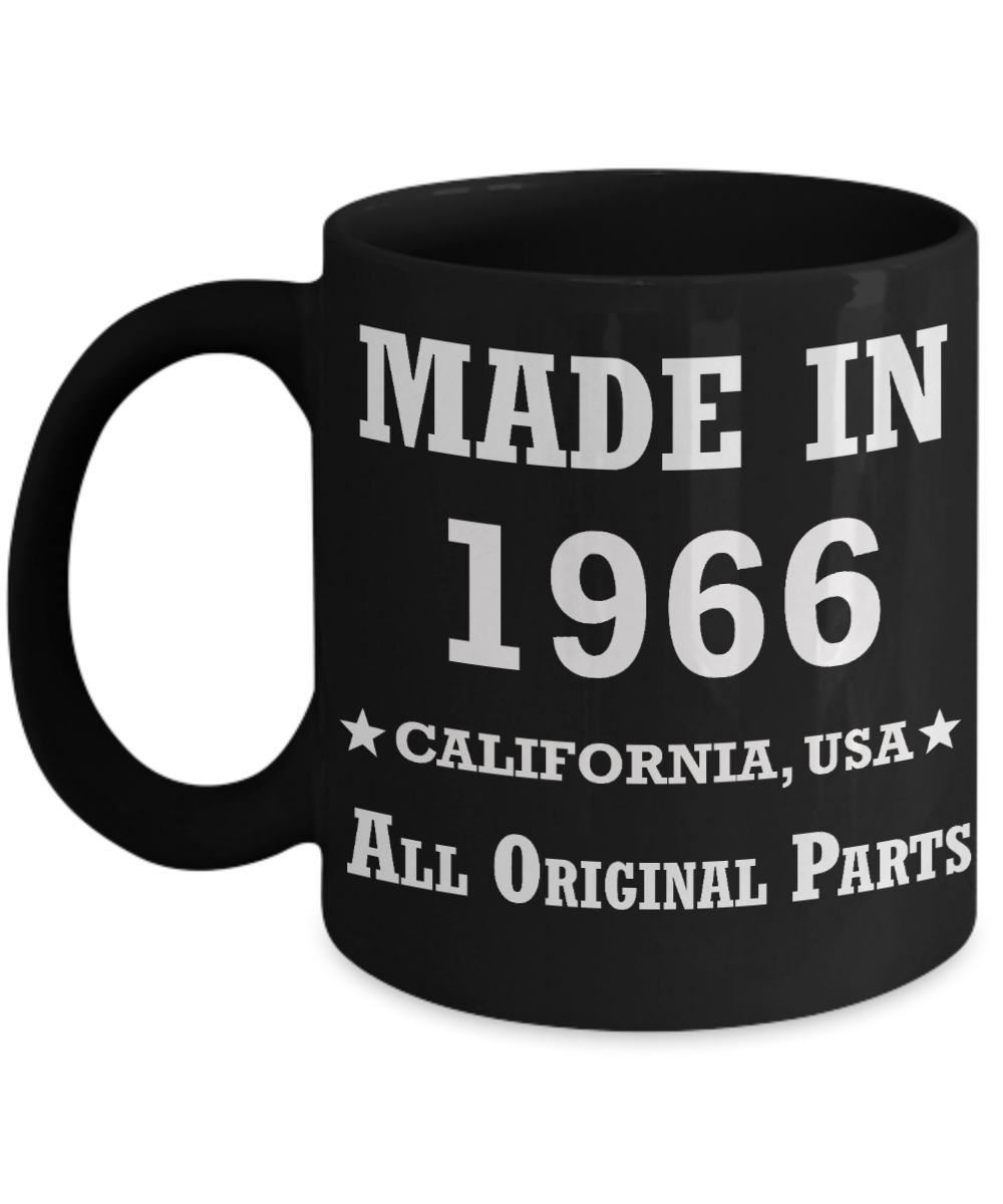 53rd birthday gifts for Men/Women - Made in 1966 All Original Parts California - Best 53rd Birthday Gifts for family Ceramic Cup Black, Funny Mugs Gift Ideas 11 Oz