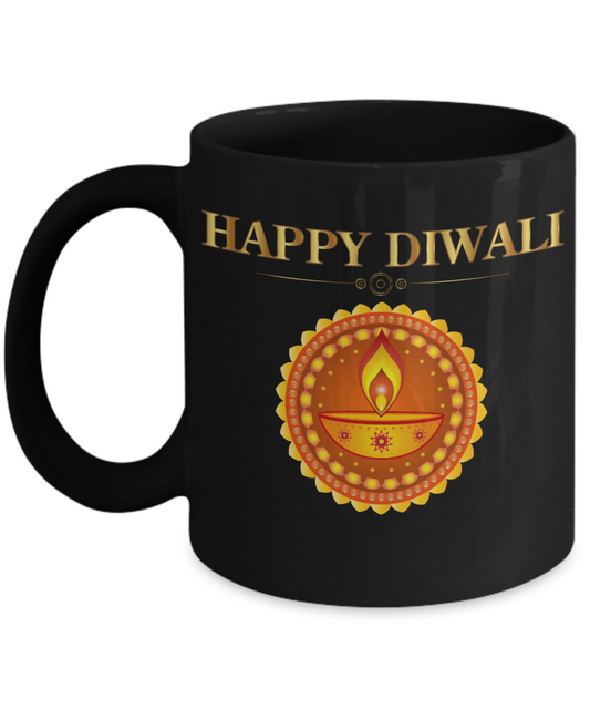 Diwali mugs - Happy Diwali - Black Coffee Mug Tea Cup 11 oz Gift