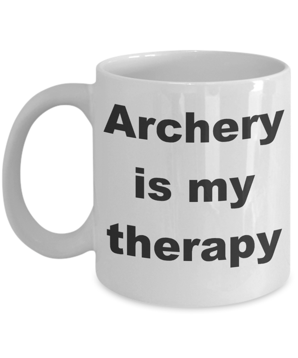 Archer Coffee mug, Archery is my therapy-White Coffee Mug 11 oz