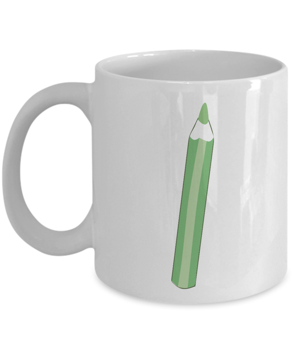 Pencil Smooth Green White Mugs - Funny Coffee White coffee mugs 11 oz