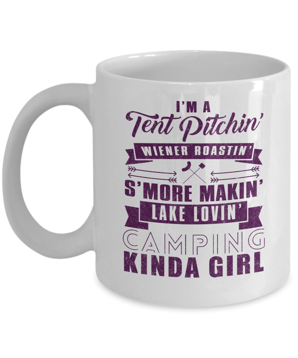 Camping Coffee Mug, I Am A Camping Girl-White Porcelain Coffee Mug 11 oz For Camper, Camping, Adventure, Outdoor, Mug