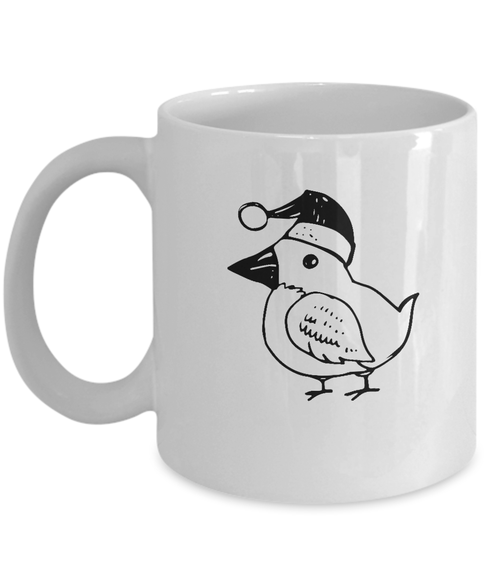 Christmas Doodles Cap Chicken coffee Mugs - Funny Christmas White coffee mugs 11 oz