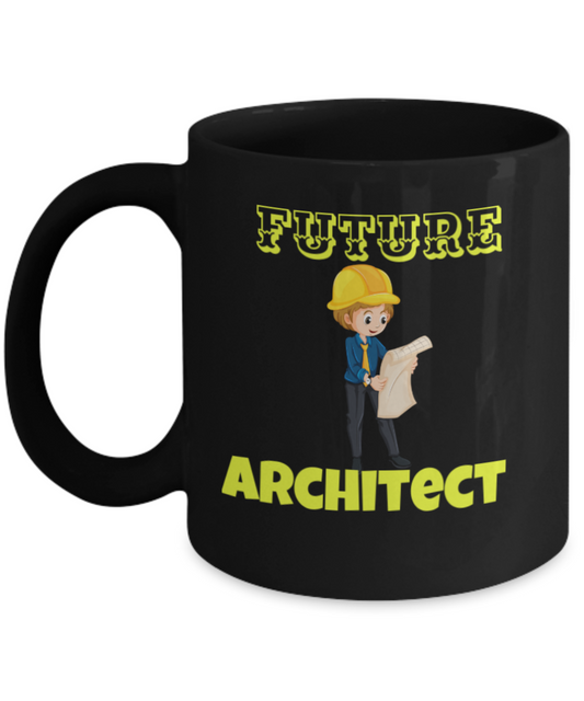 Architect Mugs- Black Porcelain Coffee Cup,Premium 11 oz White coffee cup
