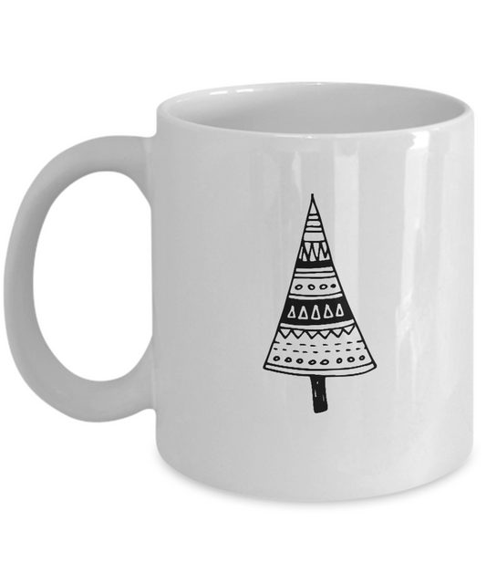 Christmas Doodles Gift Pines coffee Mugs - Funny Christmas White coffee mugs 11 oz