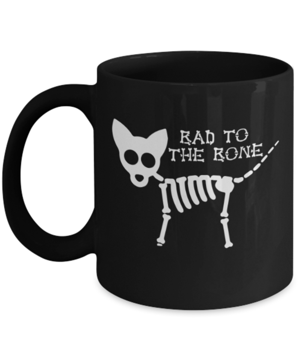 Gift gor dog lovers , Bad to the bone - Black Coffee Mug Porcelain Tea Cup 11 oz - Great Gift