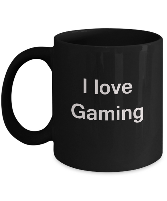 I Love Gaming Black Mugs - Funny Hobbies & Valentine Black coffee mugs 11 oz