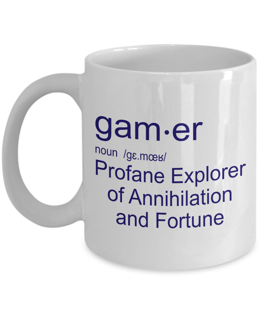 Gameboy Coffee Mug,Gamer Profane Explorer Of Annihiliation And Fortune-White Porcelain Coffee Mug 11 oz for Gamer, son, Daughter