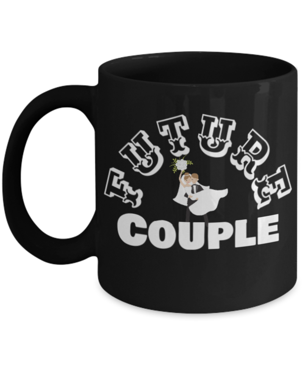 Future Couple Coffee Cup- Black Porcelain Coffee Cup,Premium 11 oz White coffee cup