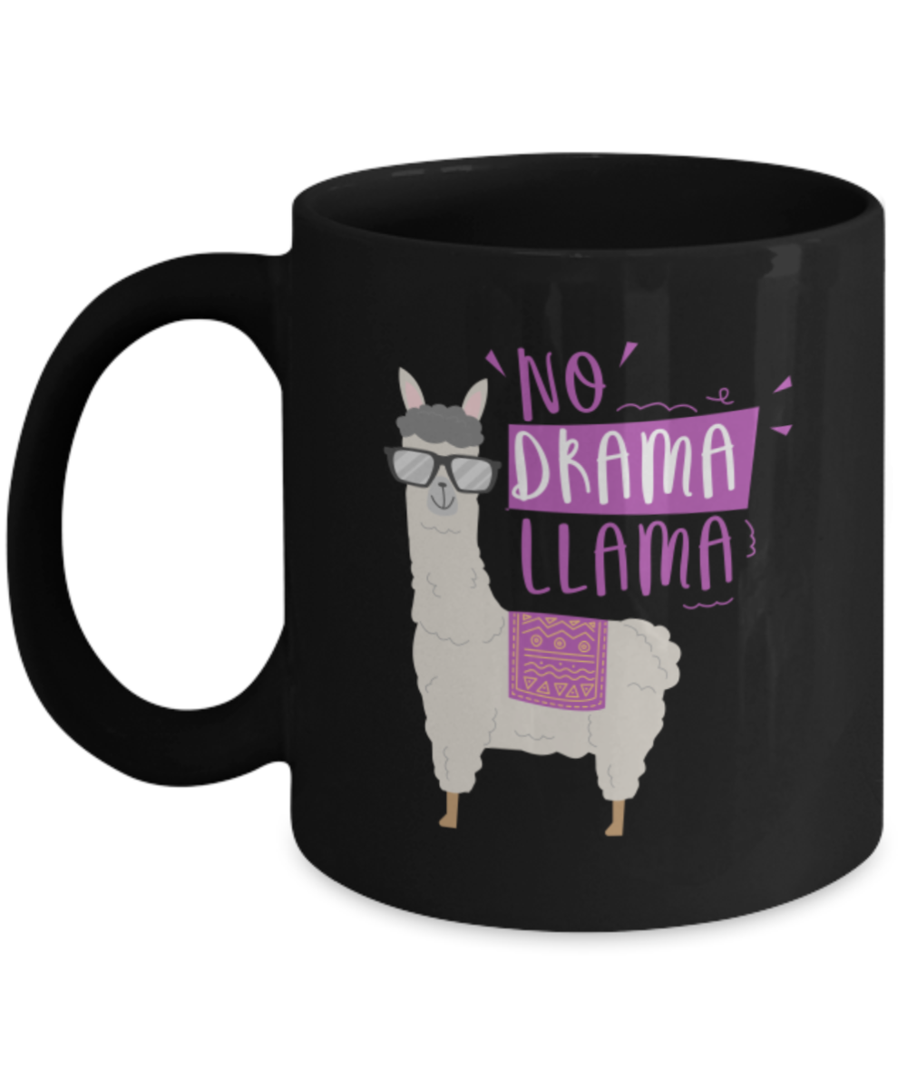 No Drama Llama Coffee Mug-Black Coffee Mug 11 oz