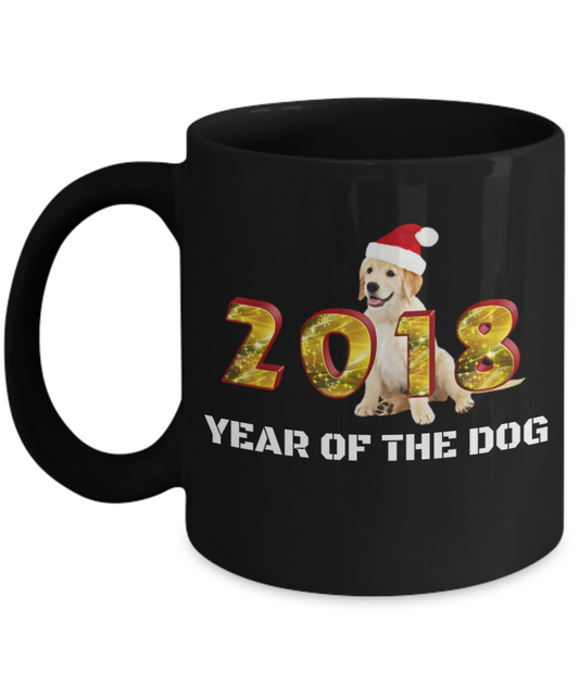 Funny Golden Retriever Gifts Year of the Dog Golden Retriever Gifts Black mugs 11 oz