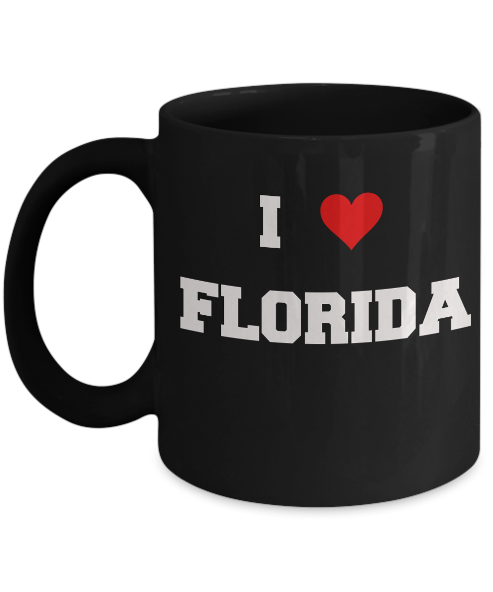 Florida Tea Coffee Mugs,I Love Florida USA States Ceramic Black Coffee Mug Tea Cup Gifts Mugs 11 oz Funny Mugs