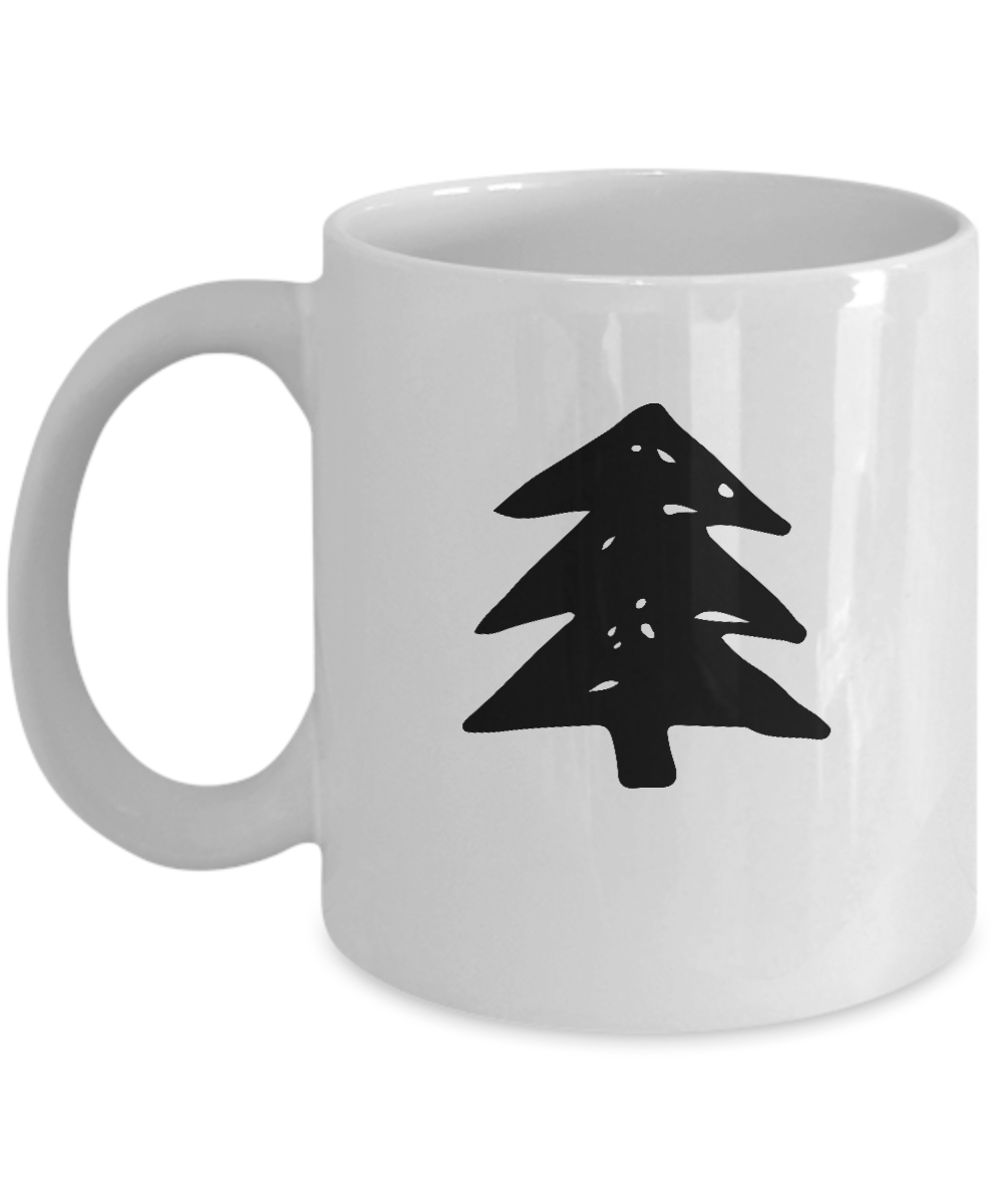 Christmas Doodles Dark Pine coffee Mugs - Funny Christmas White coffee mugs 11 oz
