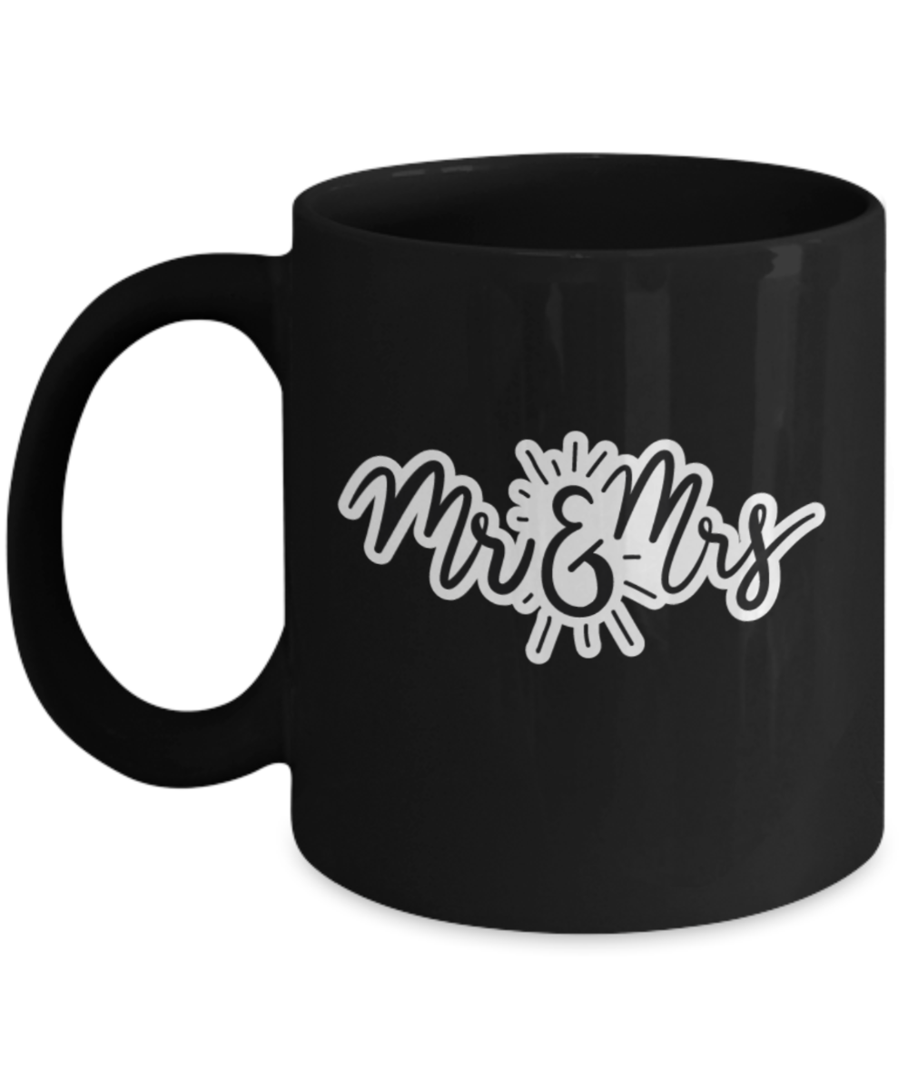 Mr and Mrs Coffee Cup - Black Porcelain Coffee Cup,Premium 11 oz White coffee cup