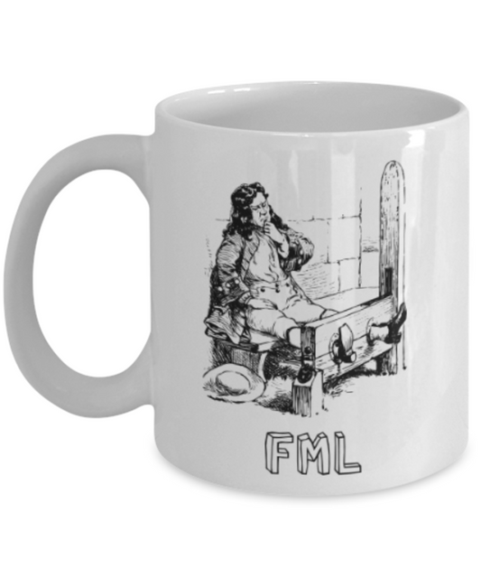 Funny coffee mugs , FML - White Coffee Mug Porcelain Tea Cup 11 oz - Great Gift