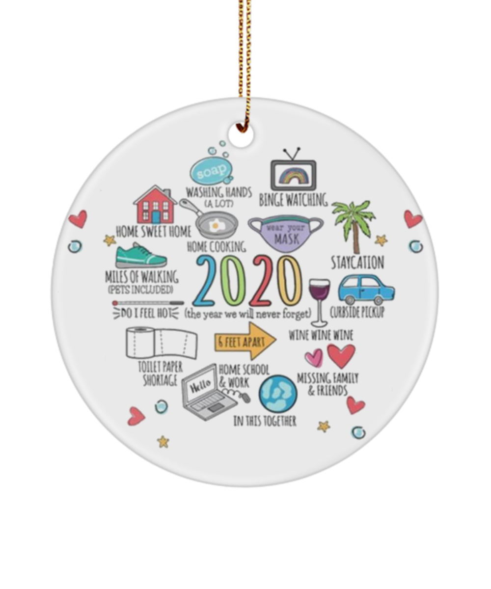 White 2020 Memories Round Ornament Xmas tree Christmas gift Ornaments