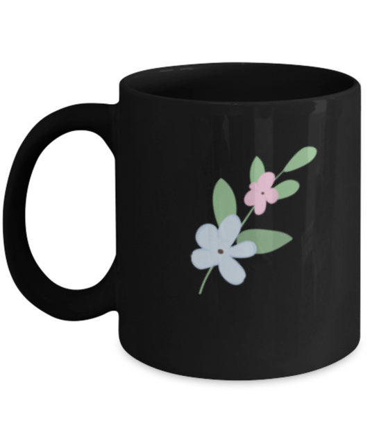 Sprig Smooth 7 Black Mugs - Funny coffee mugs - Porcelain Funny Black coffee mugs 11 oz