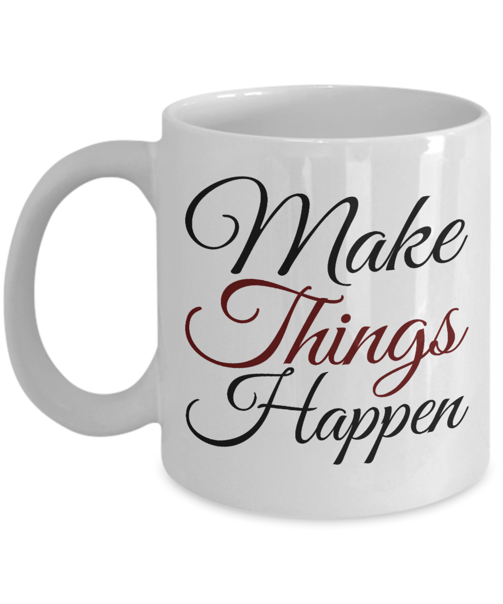 World's Best Boss Coffee Mug, Make Things Happen-White Porcelain Coffee Mug 11 oz For Businessman,Entrepreneur, Boss, CEO
