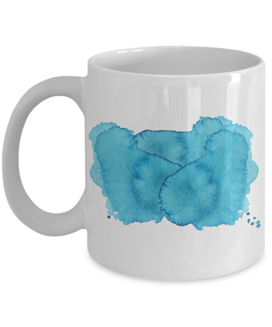 Bluish Watercolor Collection 11 Oz  Funny Porcelain White Coffee Mug