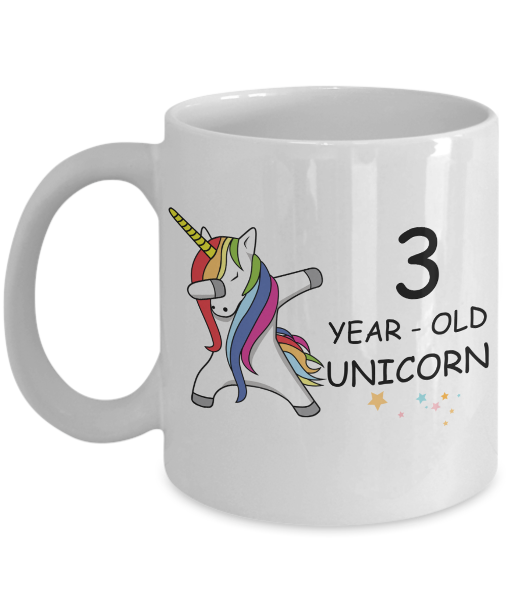 Unicorn Birthday gift 3rd Birthday Gift for Women - 3 Year Old Unicorn Dabbing Mug - Funny White Porcelain Coffee 11 oz, 3rd Anniversary Bday Gift for   Grandma, Mom, Sister, Bestie - Legends are Born In 2017