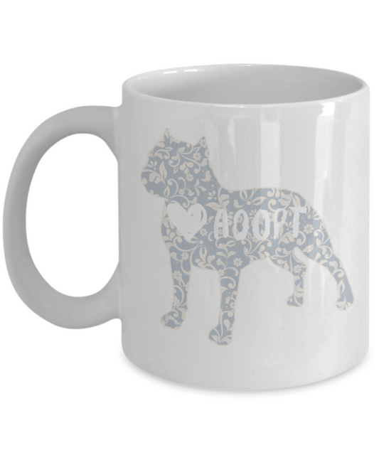 Gift gor dog lovers , Adopt - White Coffee Mug Porcelain Tea Cup 11 oz - Great Gift