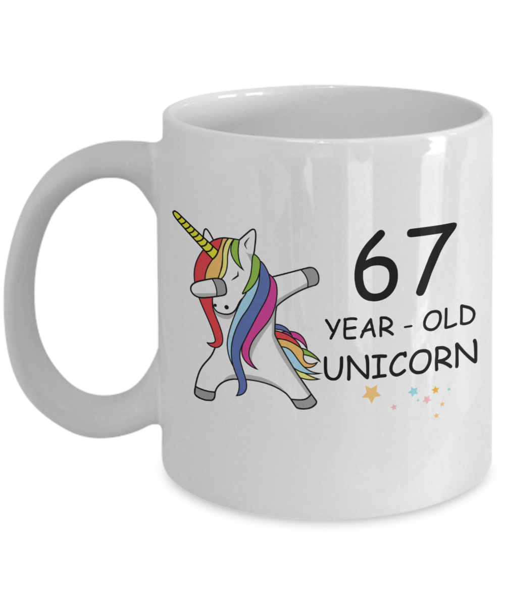 Unicorn Birthday gift 67th Birthday Gift for Women - 67 Year Old Unicorn Dabbing Mug - Funny White Porcelain Coffee 11 oz, 67th Anniversary Bday Gift for   Grandma, Mom, Sister, Bestie - Legends are Born In 1953