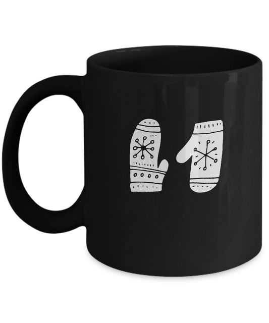 Christmas Doodles Gloves Black coffee Mugs - Funny Christmas  Black coffee mugs 11 oz