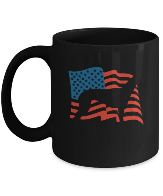 Gift gor dog lovers , USA Greyhound - Black Coffee Mug Porcelain Tea Cup 11 oz - Great Gift