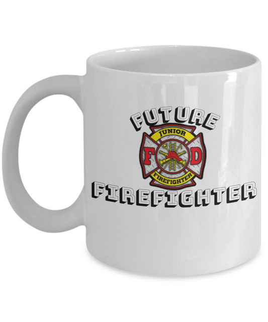 Future Firefighter Officer Coffee Cup- White Porcelain Coffee Cup,Premium 11 oz White coffee cup