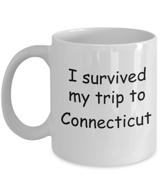 Connecticut mugs souvenirs , I survived my trip to Connecticut - White Coffee Mug Tea Cup 11 oz Gift