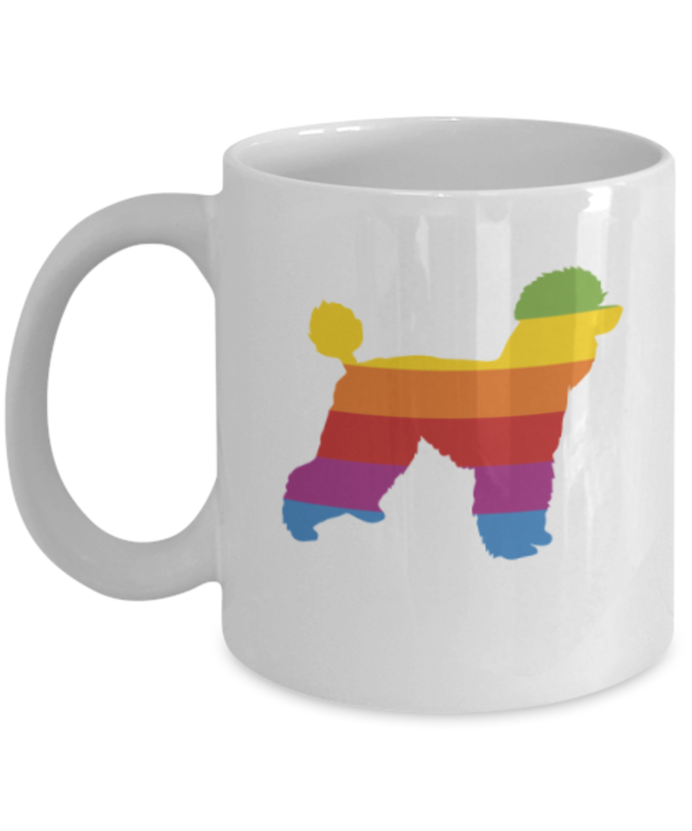 Gift gor dog lovers , Think Poodle - White Coffee Mug Porcelain Tea Cup 11 oz - Great Gift