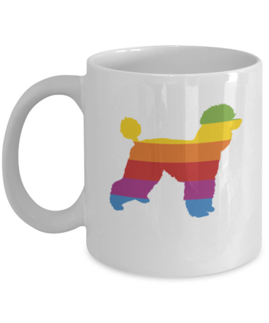 Gift gor dog lovers , Think Poodle - White Coffee Mug Porcelain Tea Cup 11 oz - Great Gift