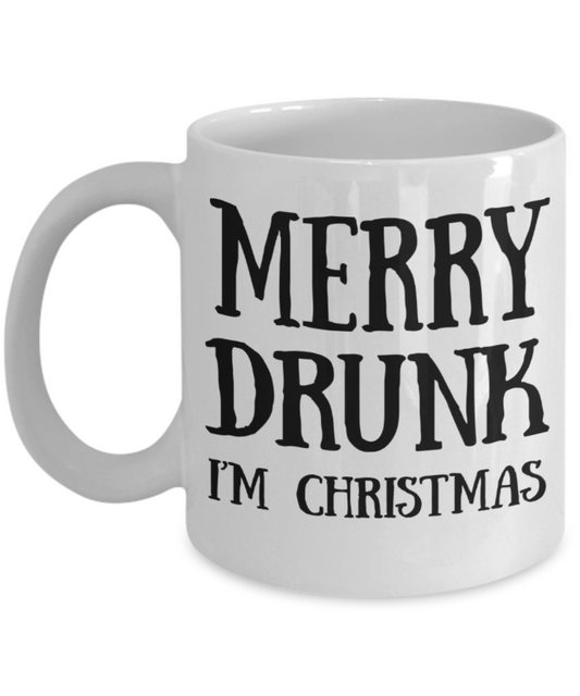 Christmas gifts mugs, Merry Drunk I'm Christmas - Funny White Porcelain Coffee Mug Cute Ceramic Cup 11 oz