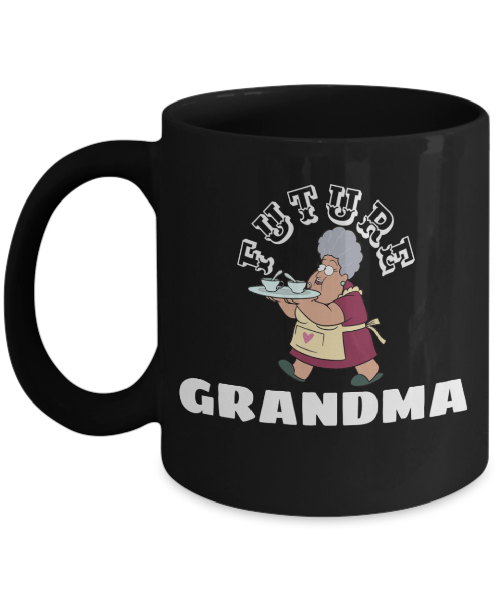 Future GRANDMA Coffee Mug - Black Porcelain Coffee Cup,Premium 11 oz Black coffee cup