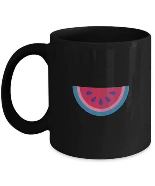 Beach Water Melon half Black Mugs - Black Coffee Mug Birthday Gag Gifts 11 oz