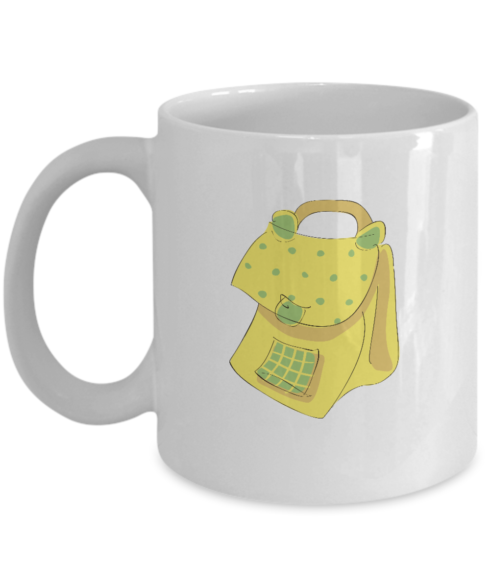 School Bags Yellow White Mugs - Funny Coffee Mugs - White coffee mugs 11 oz