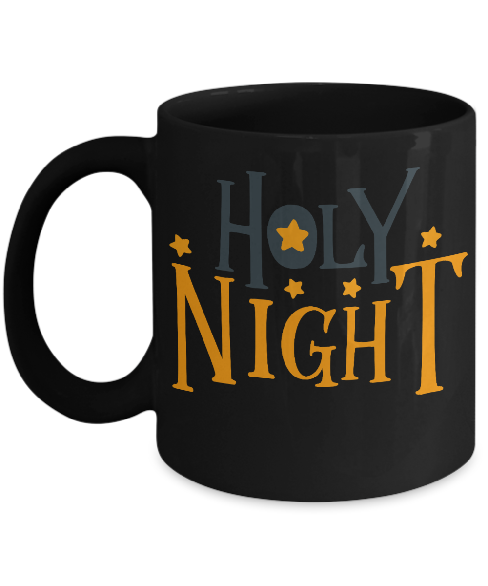 Knightmare before christmas mug - Holy Night - Funny Christmas Gifts Mugs, Christmas Gifts for family Ceramic Cup Black, Funny Mugs Gift Ideas 11 Oz