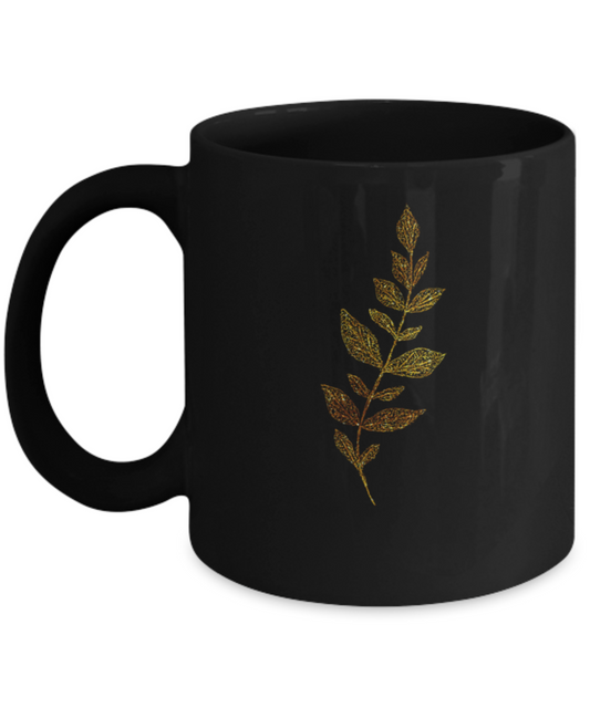 Flowers and Leaves 19 Black Mugs - Funny Christmas Kids Black coffee mugs 11 oz