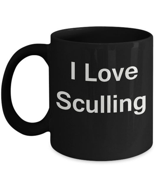 I Love Sculling coffee black mug - Porcelain Black Funny Black coffee mugs 11 oz
