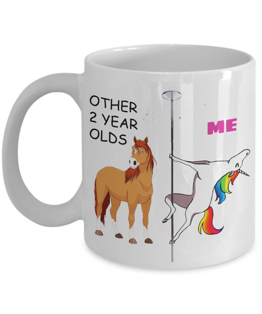 2nd Birthday Gift for Women - Other 2 Year Olds Me Unicorn Coffee Mug - Funny White Porcelain Coffee 11 oz for Grandma, Mom, Sister, Best   Friend, Women, Her - Born In 2018